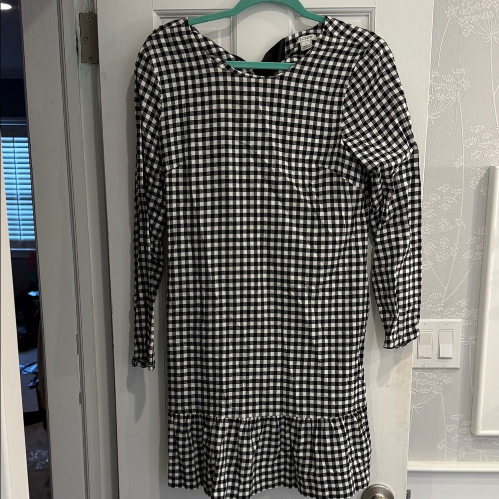 I Crew Black and White Checkered Womens Dress